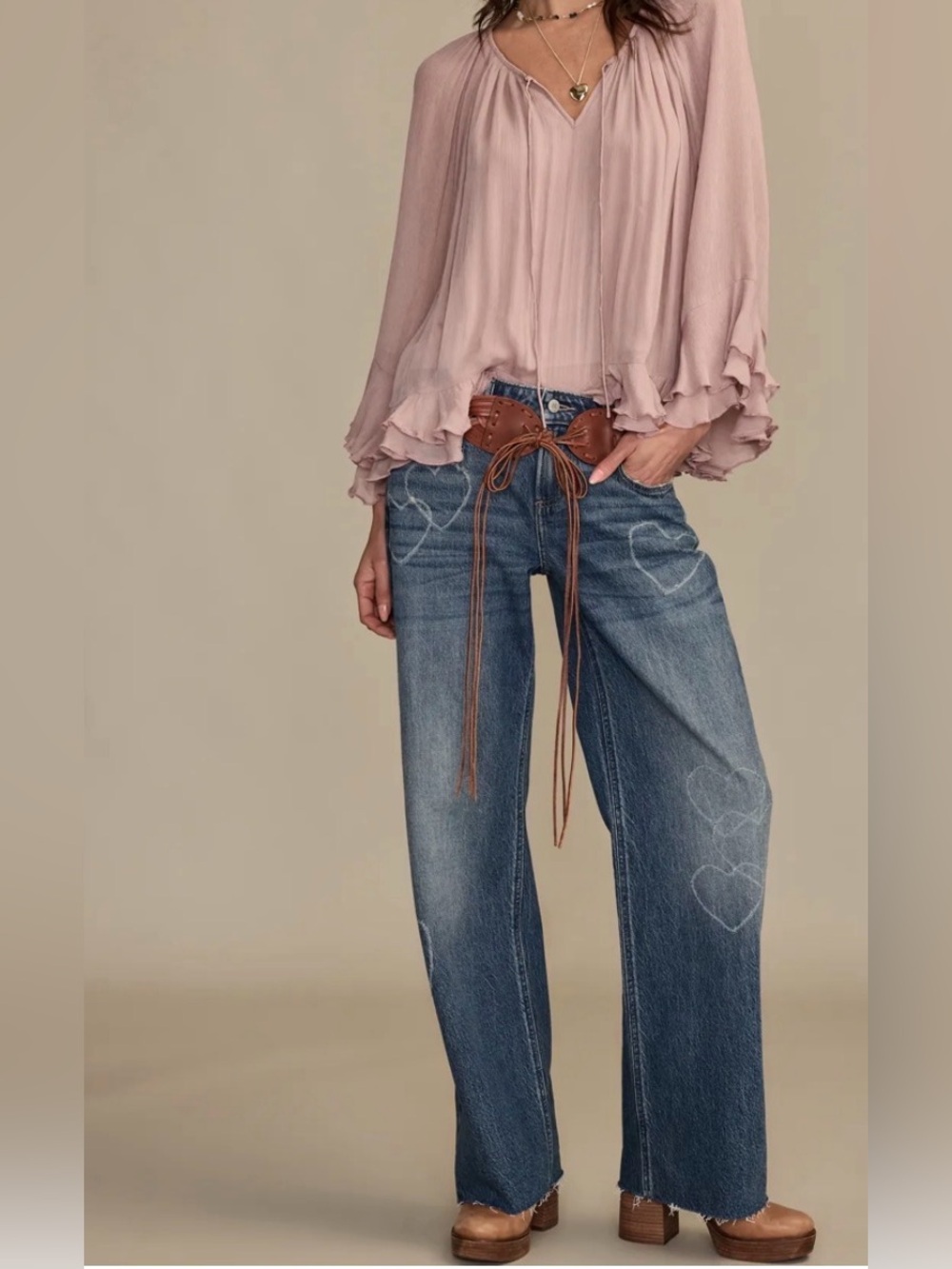 Lucky Brand Baggy Wide-Leg Jeans with Laser Heart Details 4 27